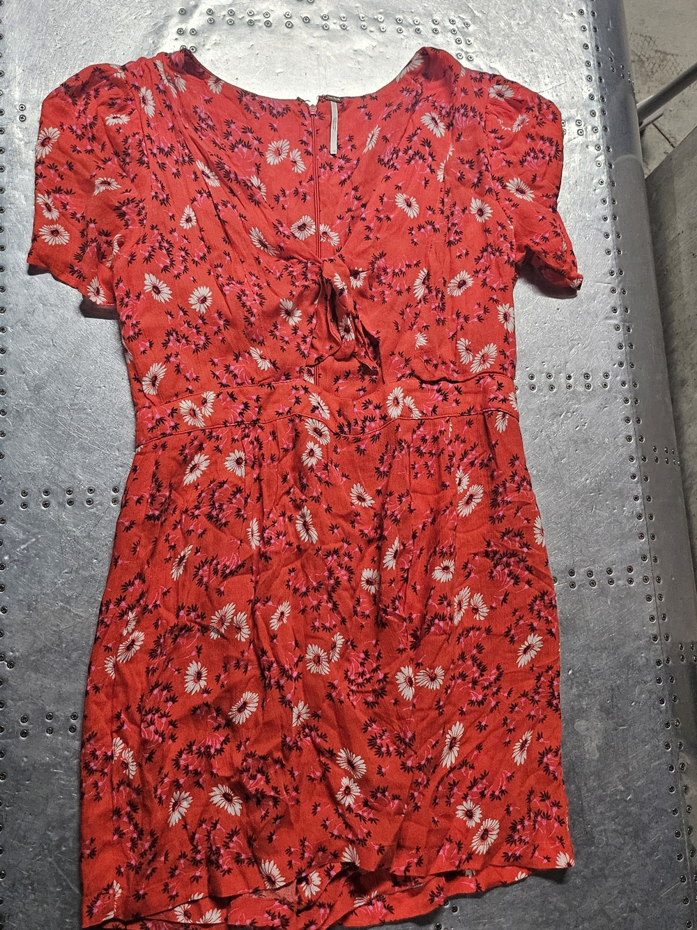 Free People Red Floral Tie-Front Mini Dress